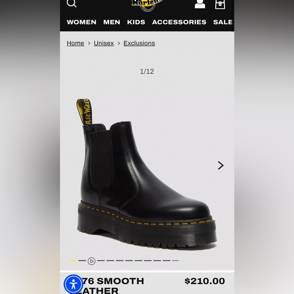 Dr Martens 2976 smooth leather platform chelsea boots